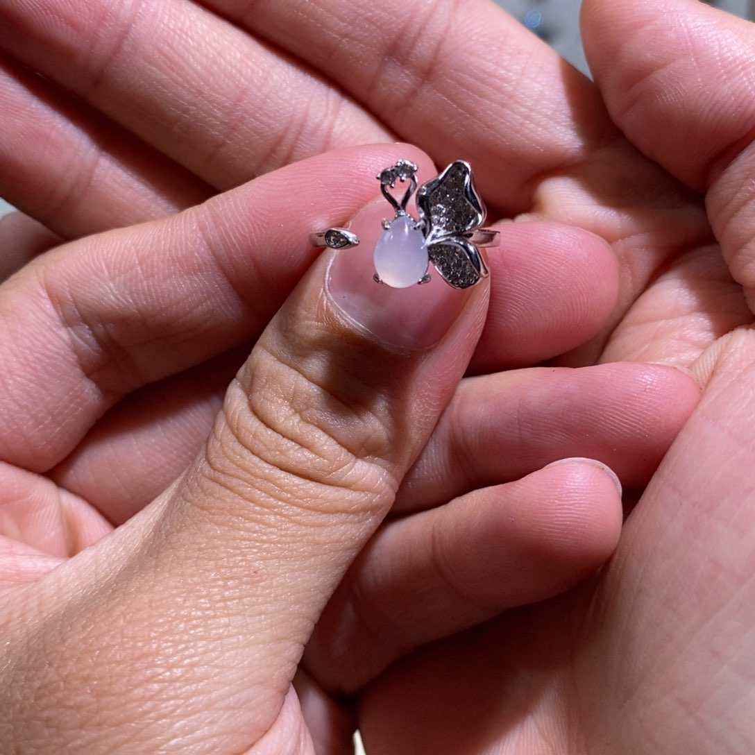 翡翠戒指银S925镶嵌戒指