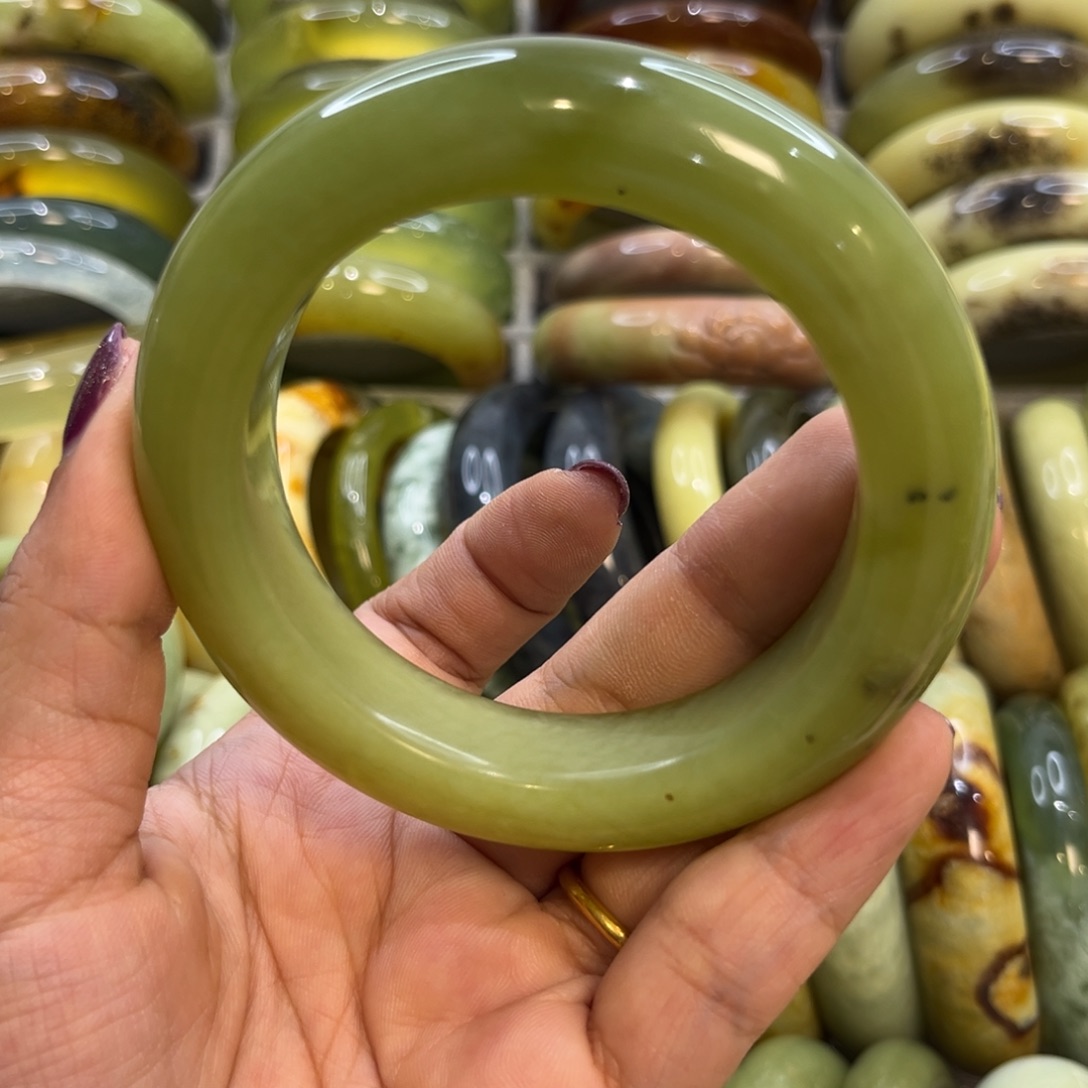 未镶嵌蛇纹石玉手镯12号58.7小腰