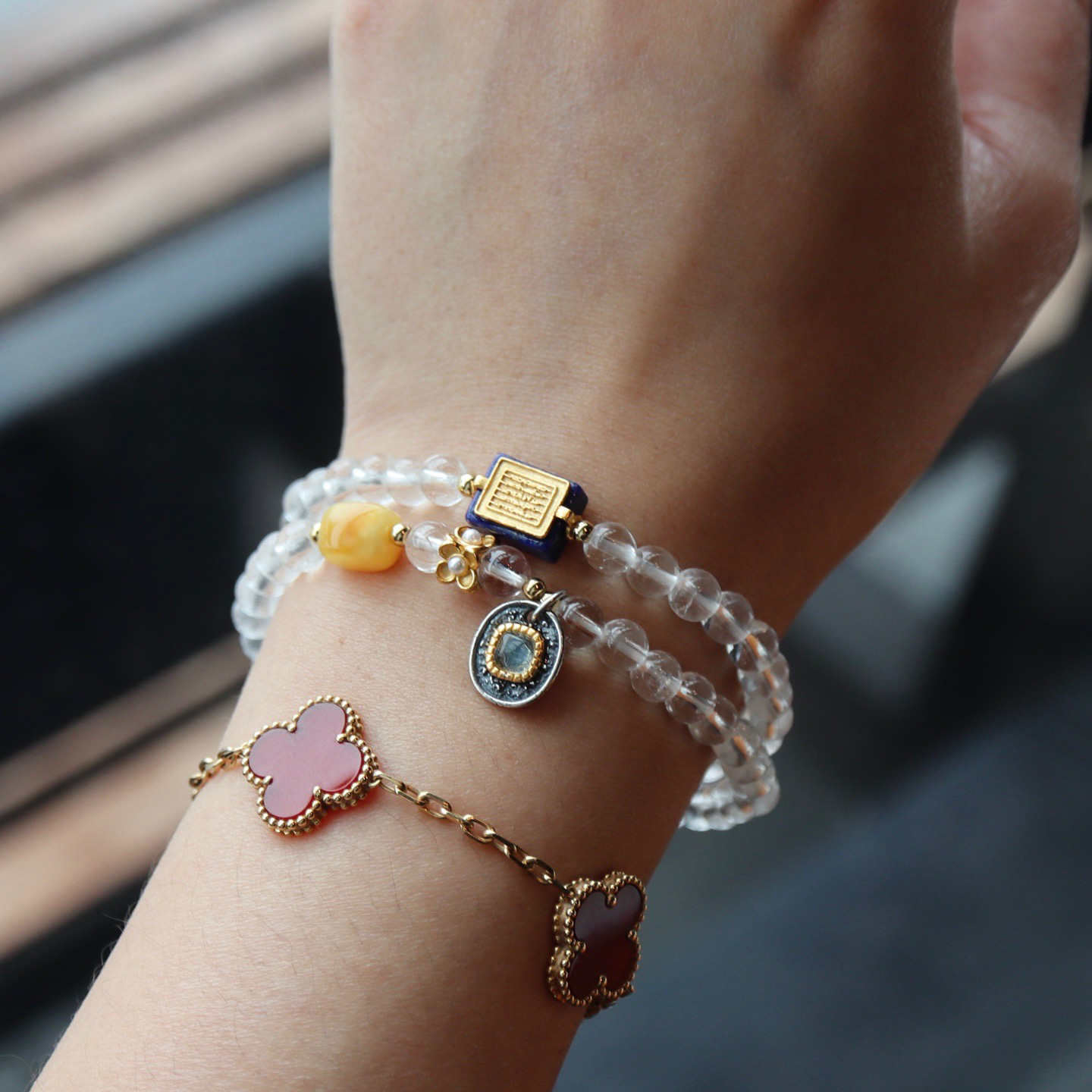 天然白水晶两圈手串轻奢小众女生高级感闺蜜生日礼物ins天然水晶