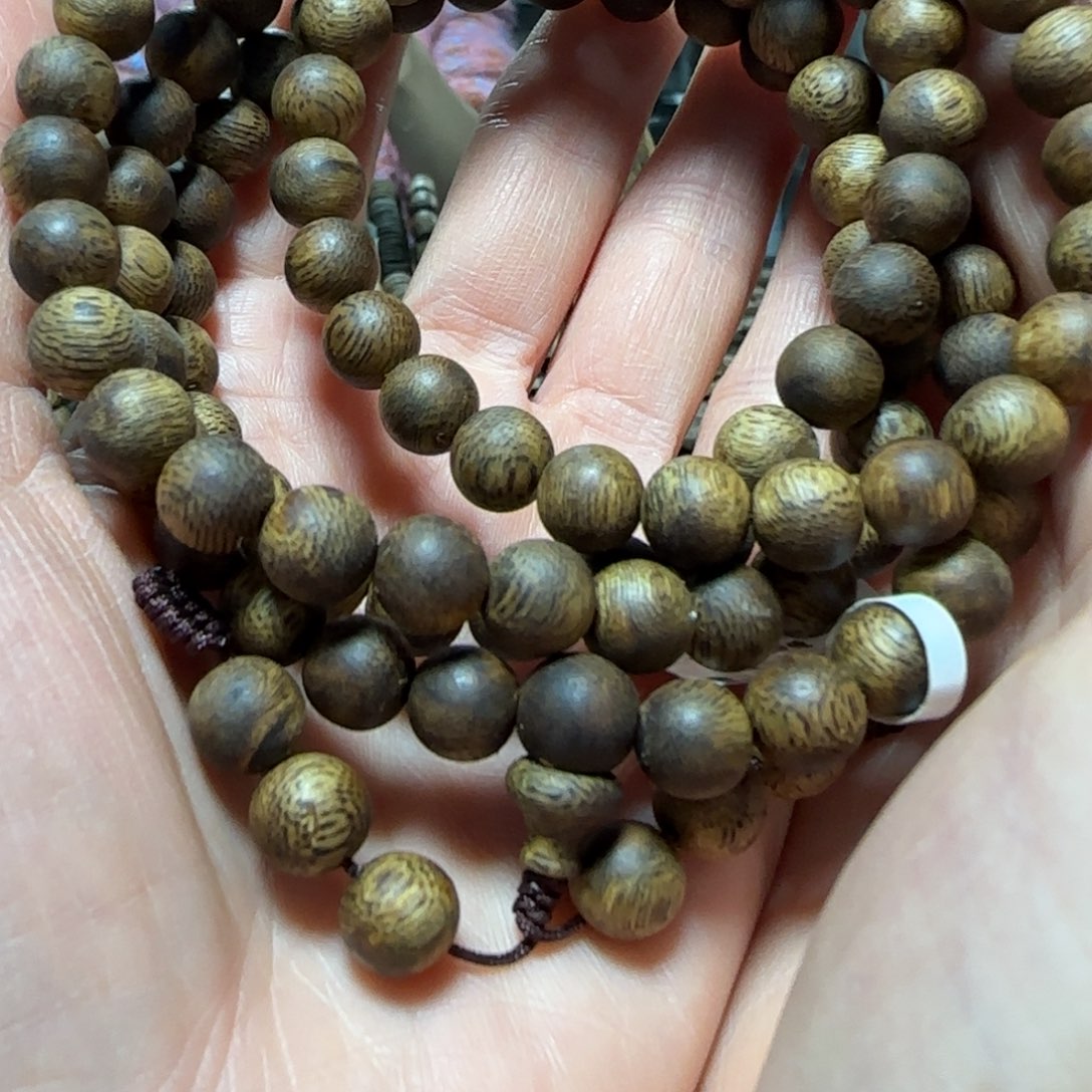 沉香手串绿奇楠沉香圆珠多圈手串24克+