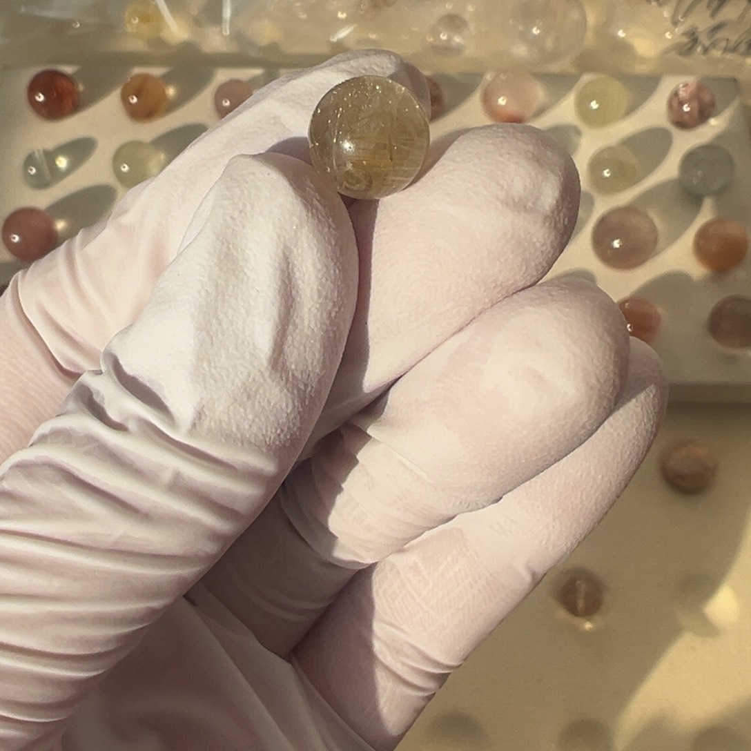 水晶发晶单珠8.9mm打孔不退换未镶嵌无****.