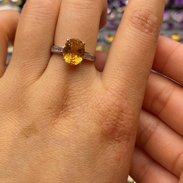 水晶戒指银S925镶嵌天然水晶戒指