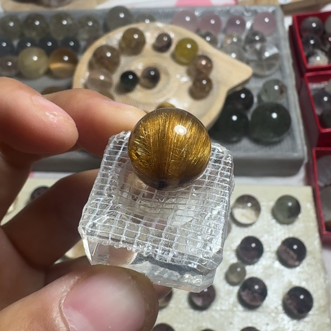 珠宝半成品未镶嵌水晶发晶单珠14.9mm