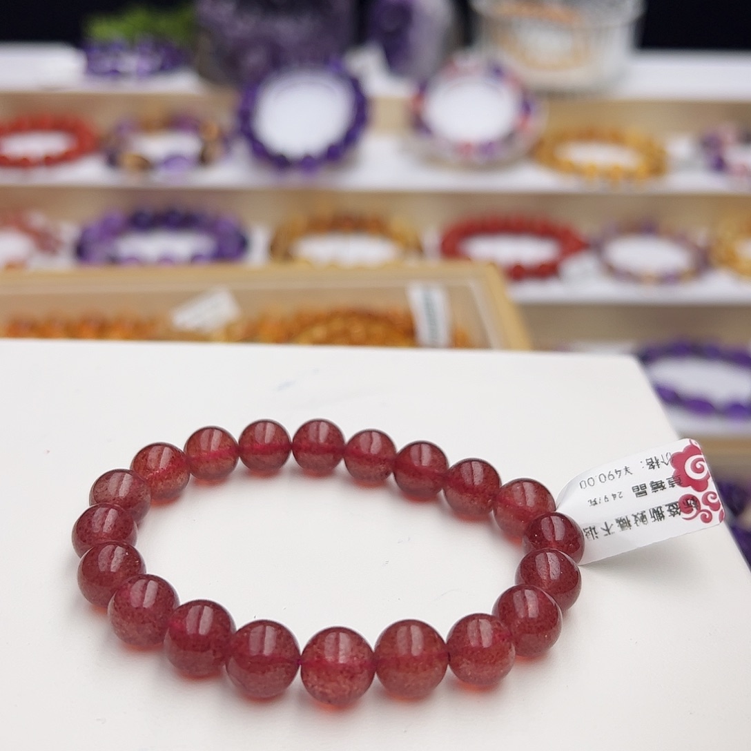 石英质玉手链未镶嵌@****拿草莓晶9.6mm24.97