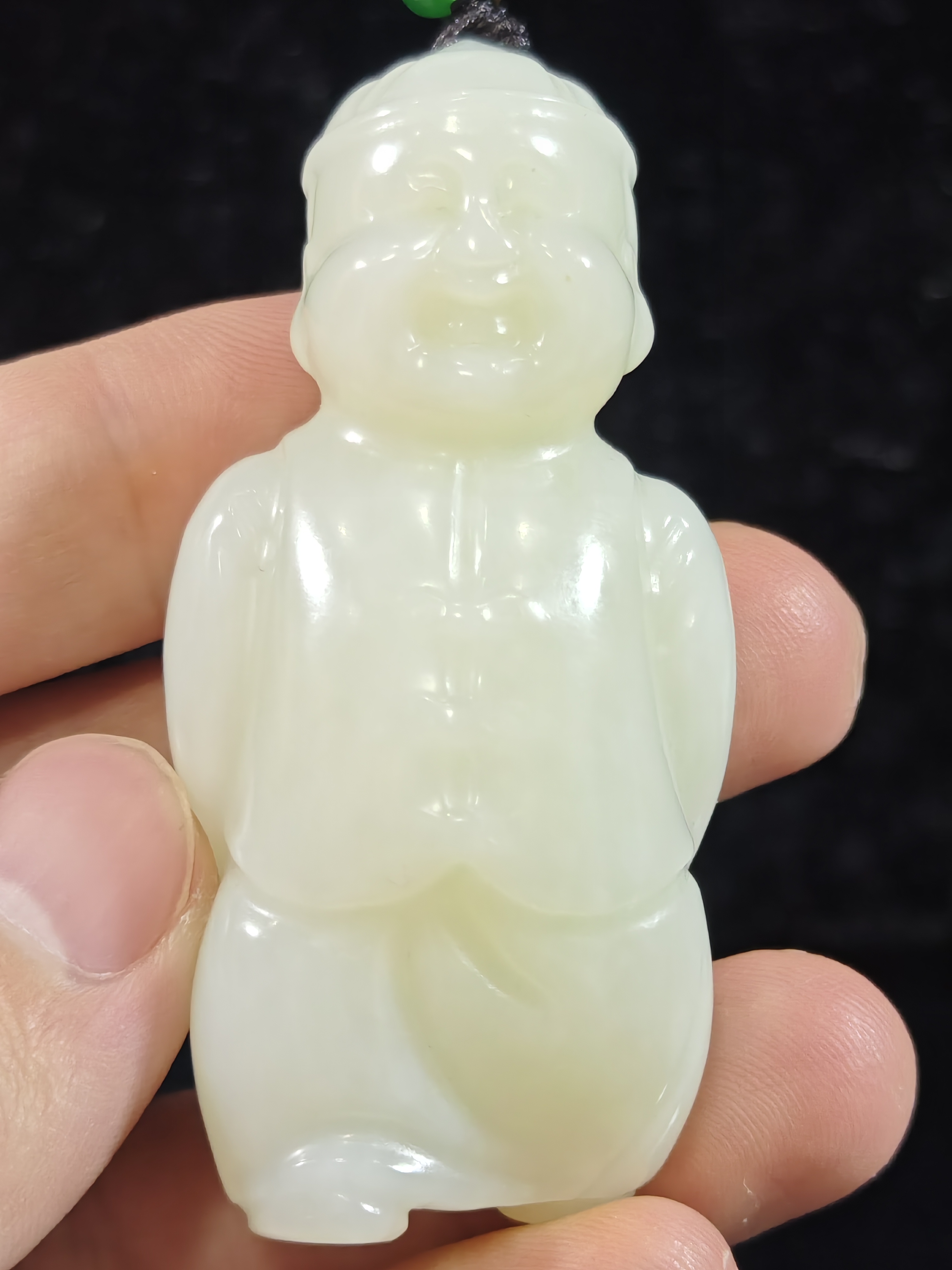 旧藏天然和田玉财主手把件60克61*28*20mm