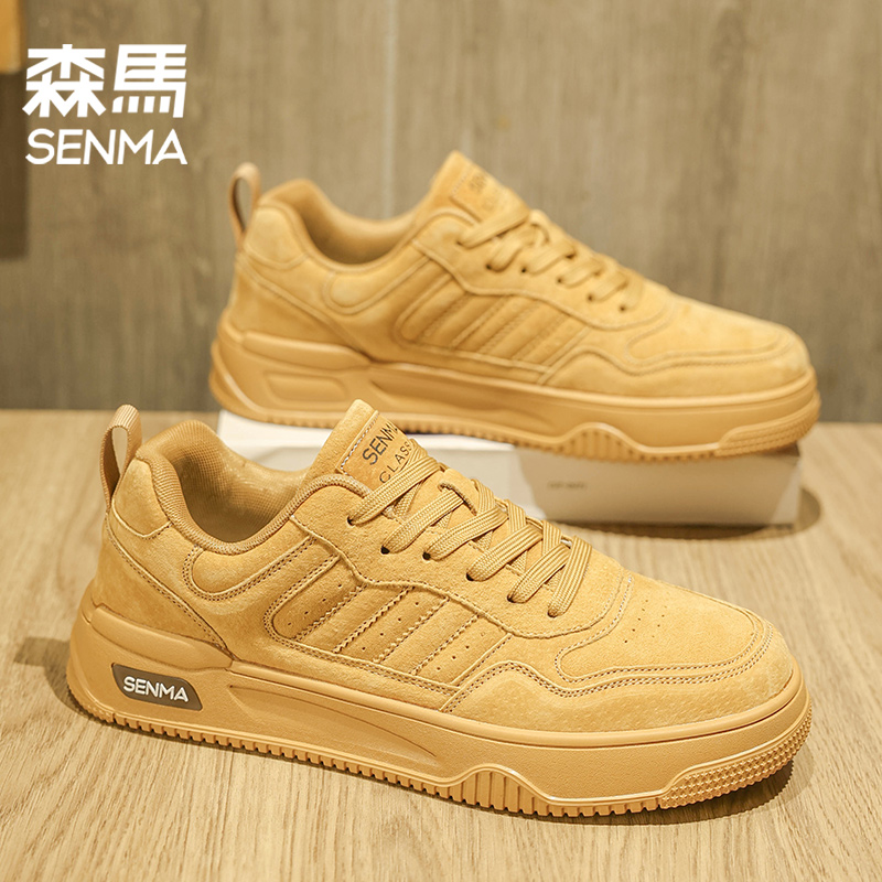 森马男鞋春秋款皮面软底板鞋时尚百搭潮流休闲鞋轻便舒适运动鞋子