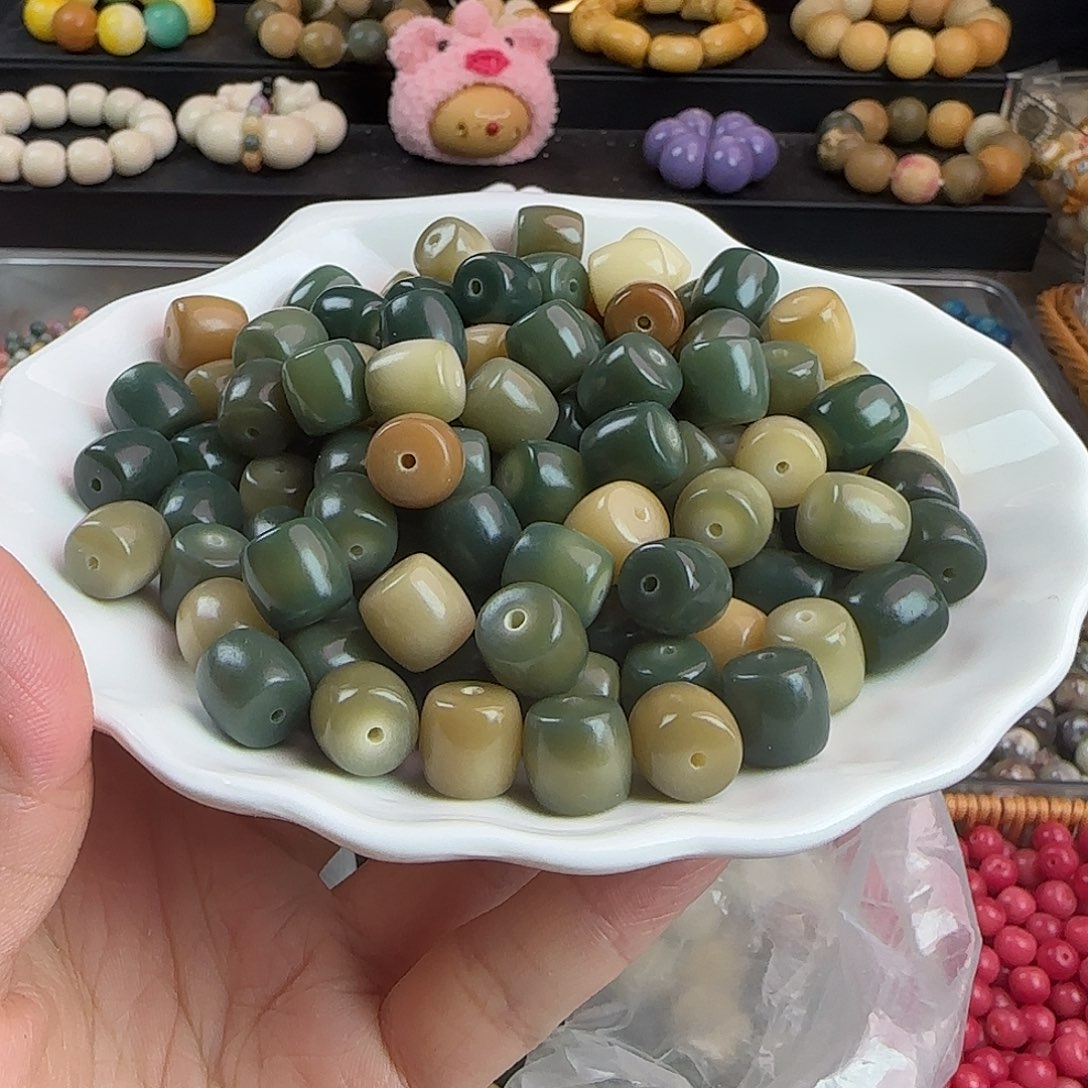 菩提根/象牙果手串卡11.6奶椰绿鼓珠100卡牌➕50备珠