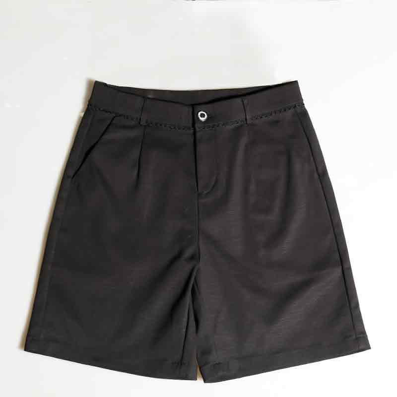 050 夏季2025新款天丝棉五分短裤女黑色休闲裤莱赛尔白色阔腿裤子