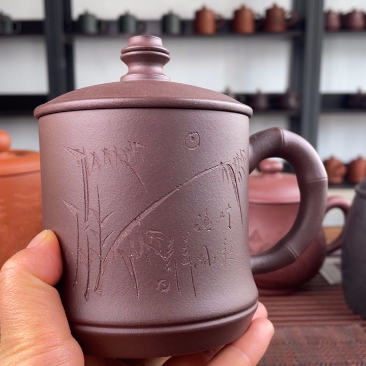 茶杯紫砂宜兴原矿紫砂盖杯微瑕