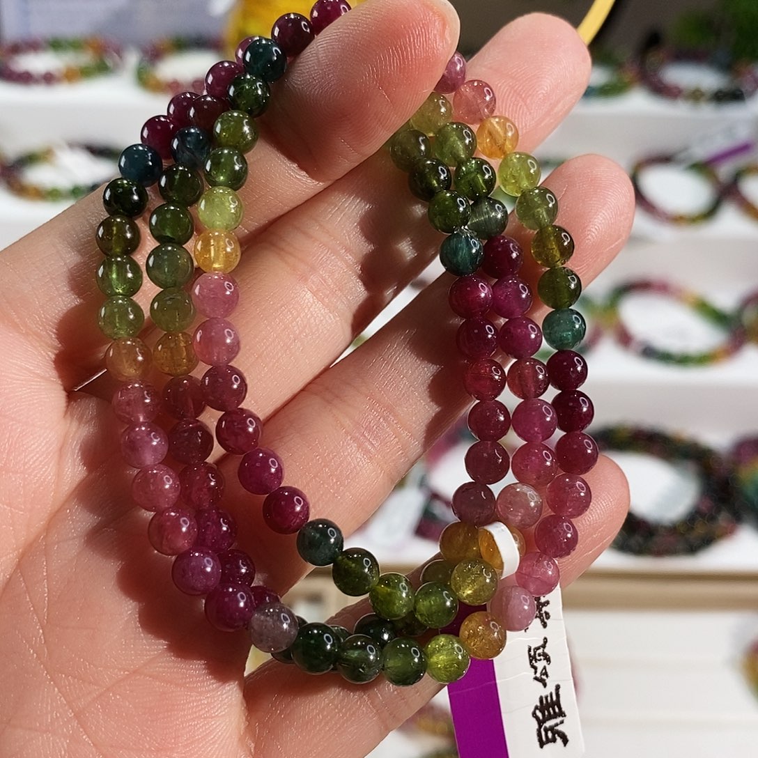 手链碧玺未镶嵌G2340三圈颜色微差