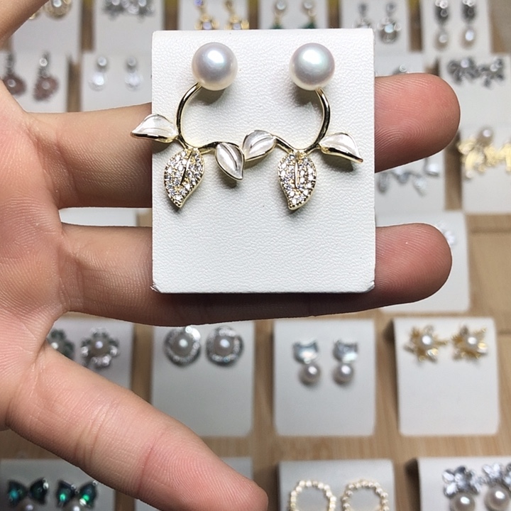 淡水珍珠耳饰银S925镶嵌