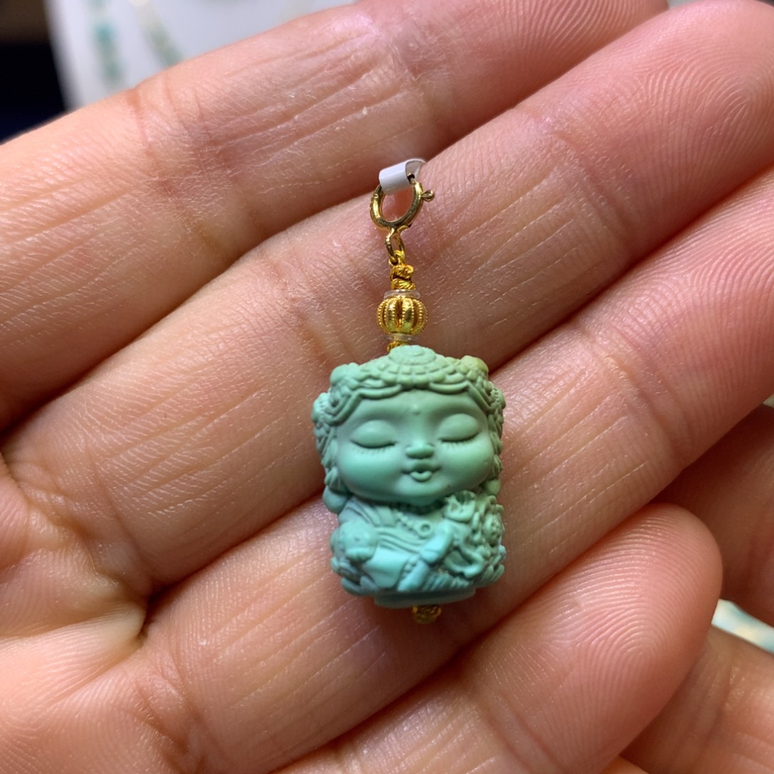 绿松石18K金镶嵌挂件