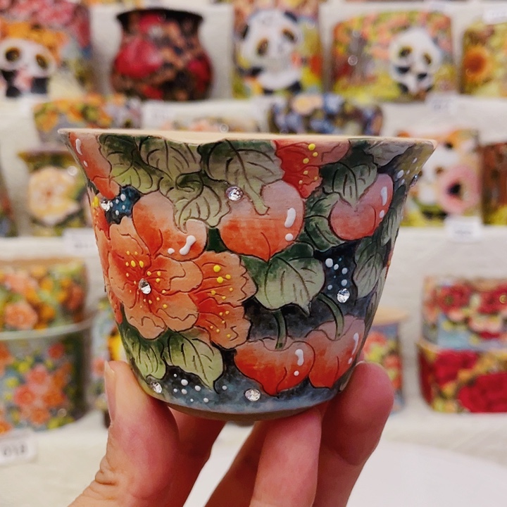 精工手绘陶瓷多肉可乐杯