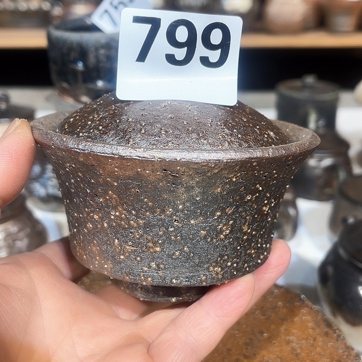 杯高温柴烧陶泥盖碗