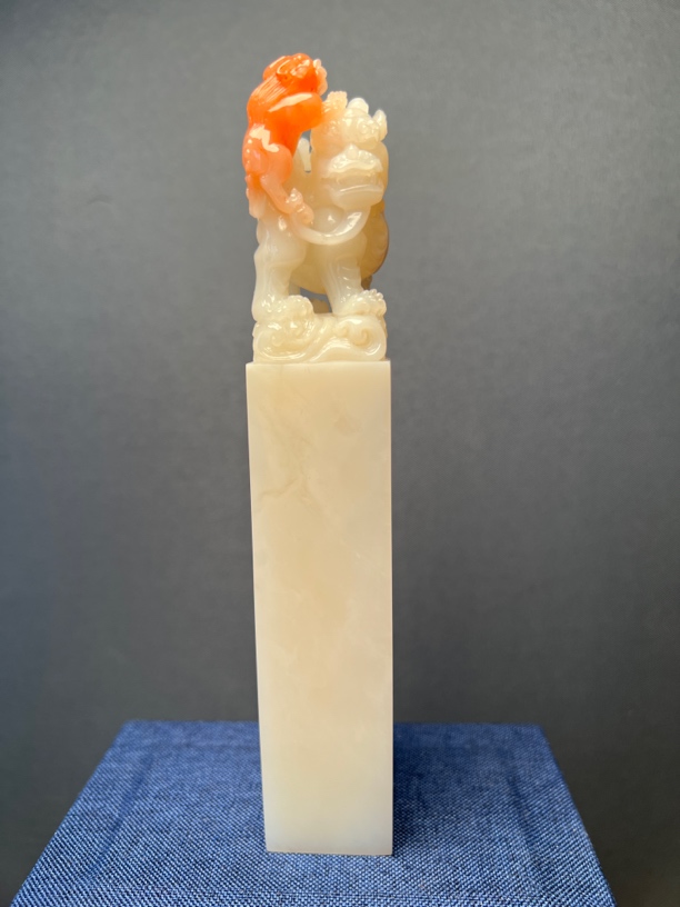 老挝石母子情深瑞兽印章15.8*2.7*2.7cm