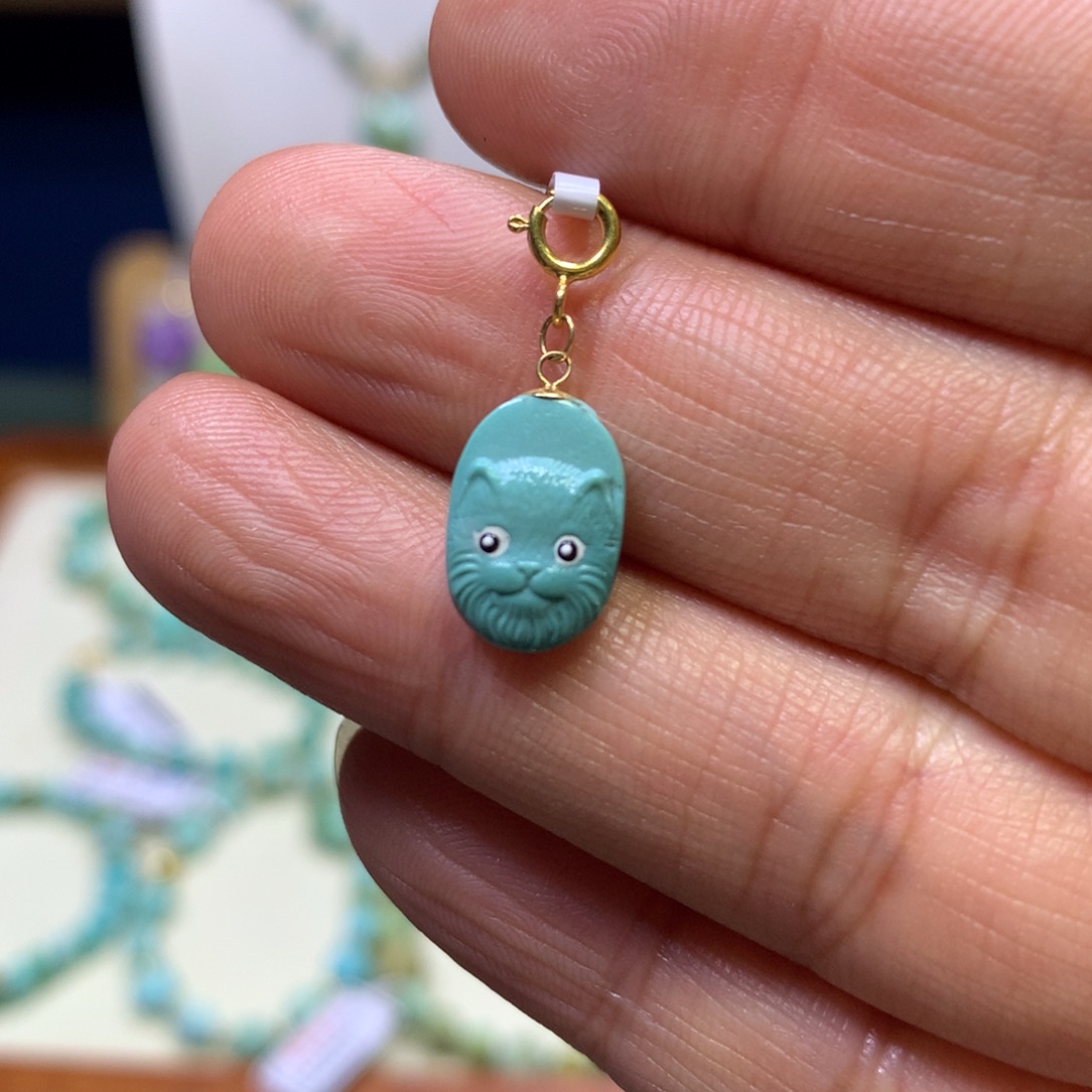 绿松石18K金镶嵌挂件