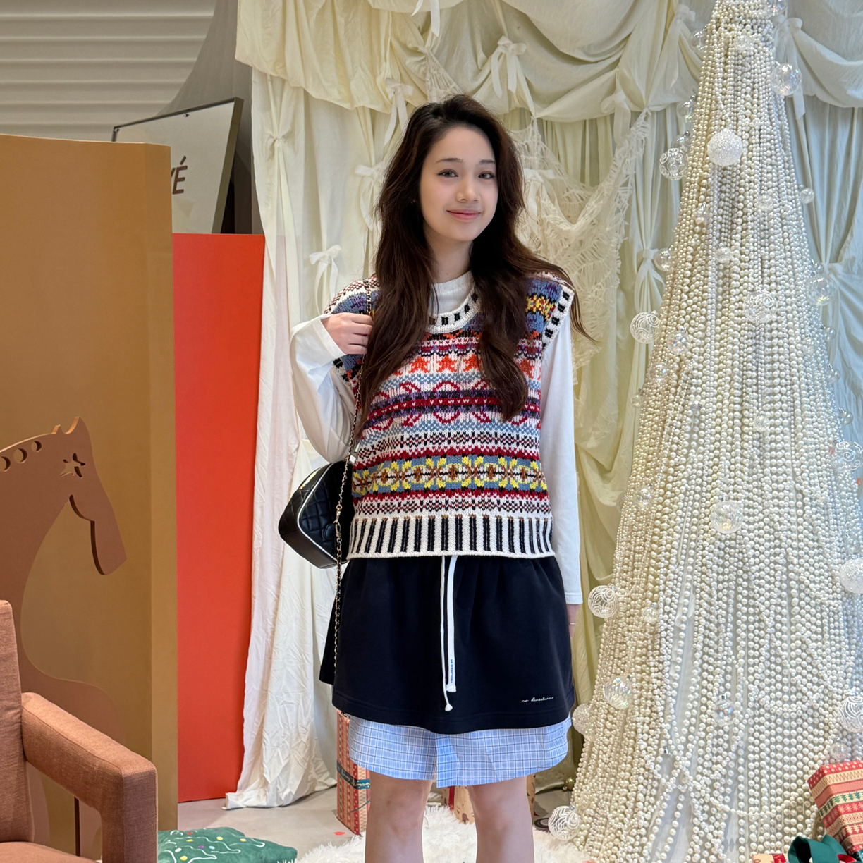 NO DIRECTION+费尔岛U领提花针织背心