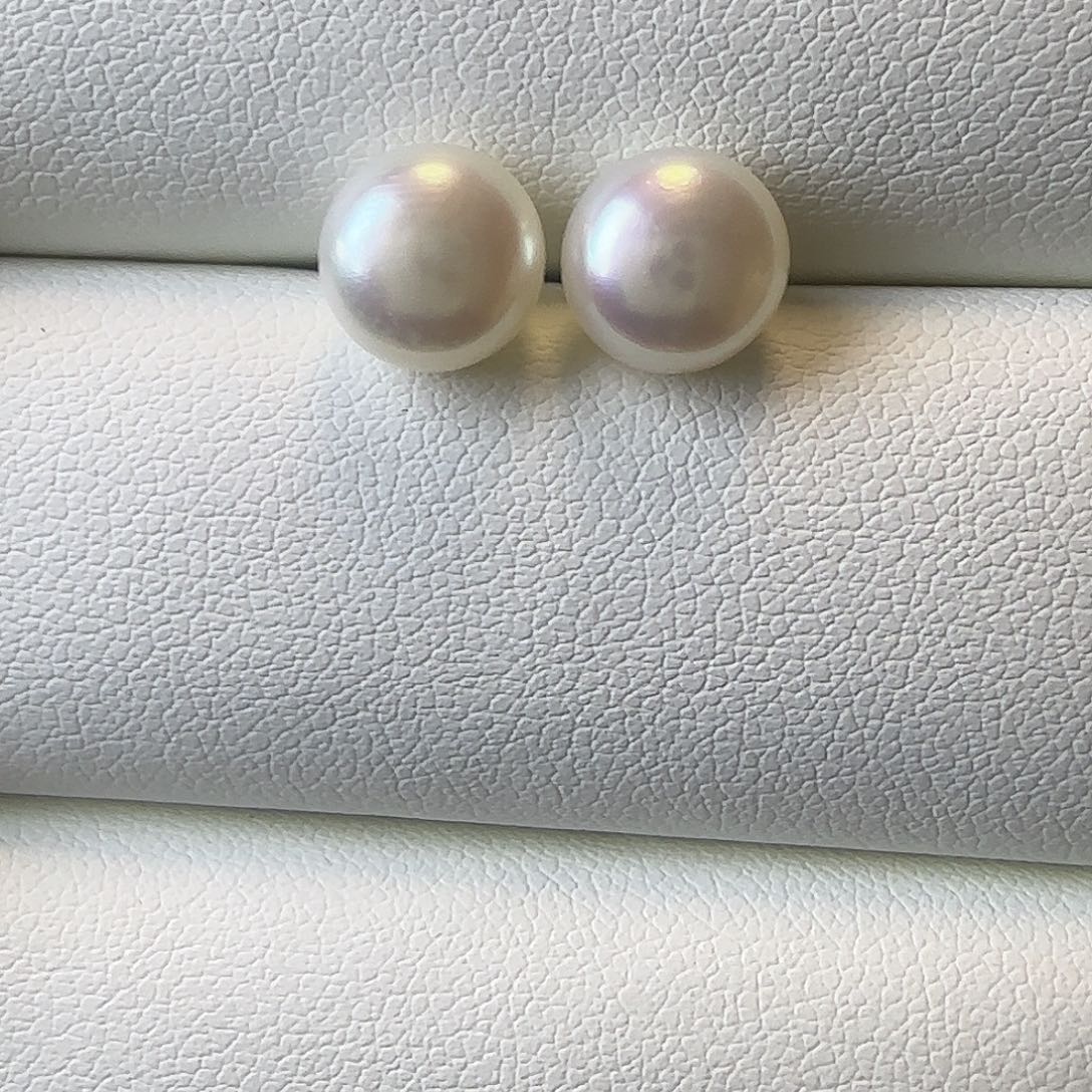 淡水珍珠耳饰银S925镶嵌素钉