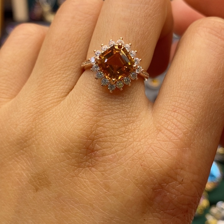 水晶戒指银S925镶嵌天然水晶戒指