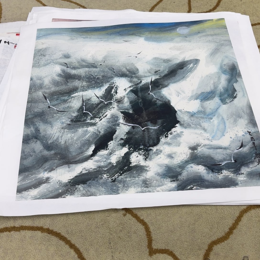 国画年启贺斗方童