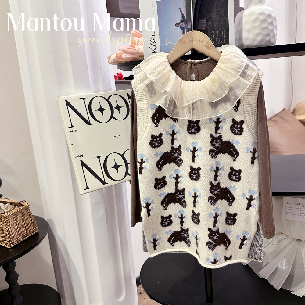 2【Mt studio】【现货】猫咪针织毛衣背心裙春秋百搭精致卡通休闲时尚