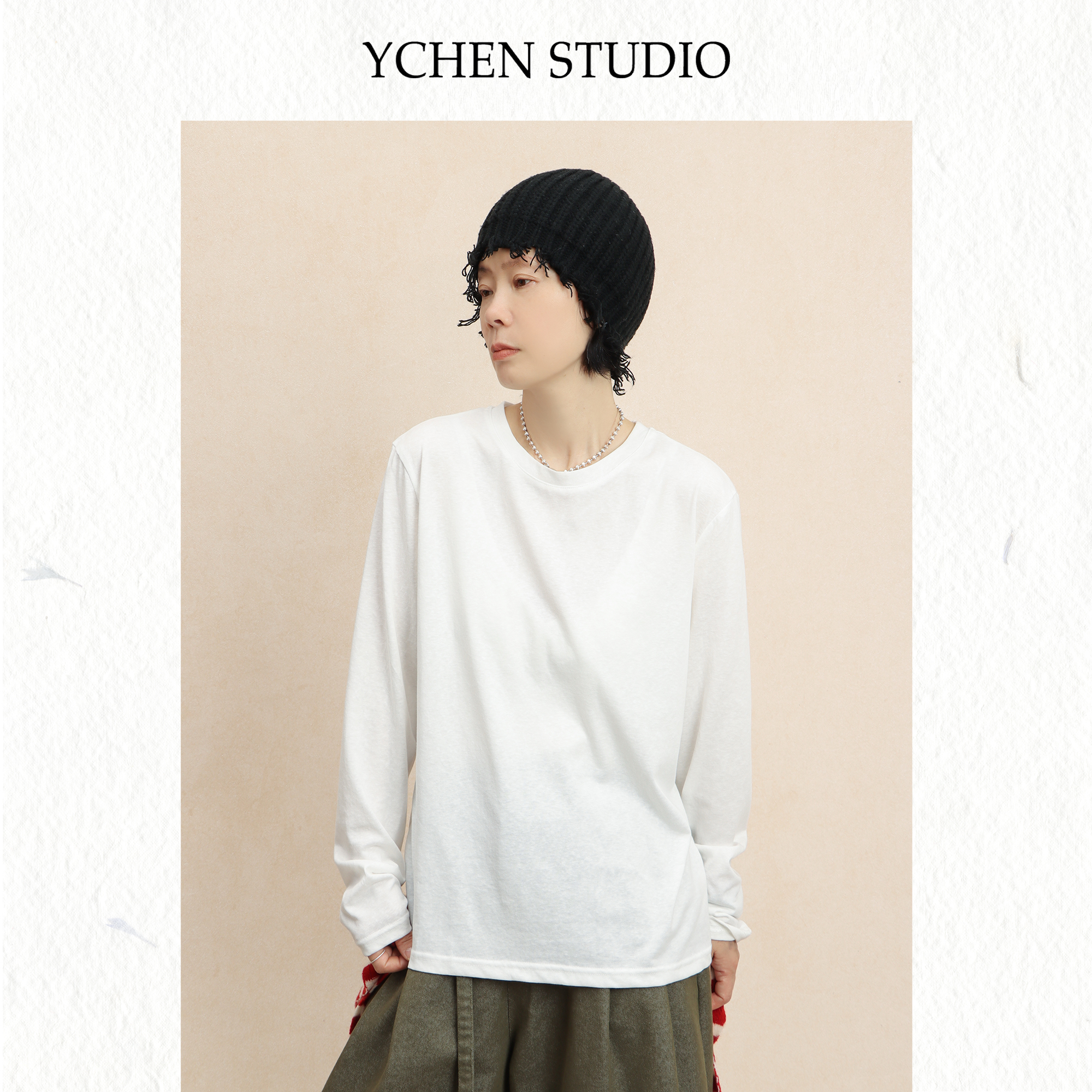 秀文~【素雅】秋季新款内搭两色宽松休闲T恤YAN90026