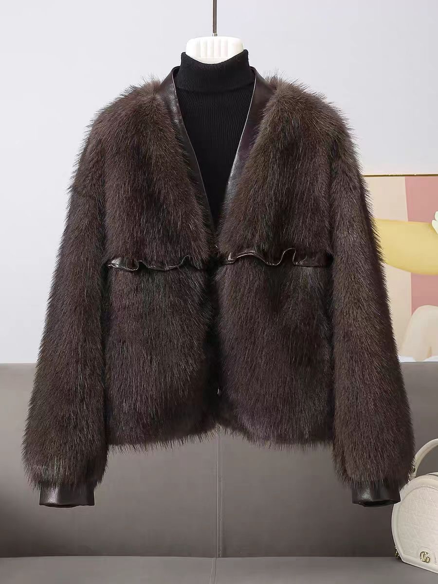 慵懒风三粒扣高级感开衫女宽松V领外套拉贡