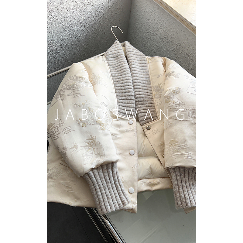 新中式羽绒服女短款冬季新款设计感小众白鸭绒外套超好看国风外套