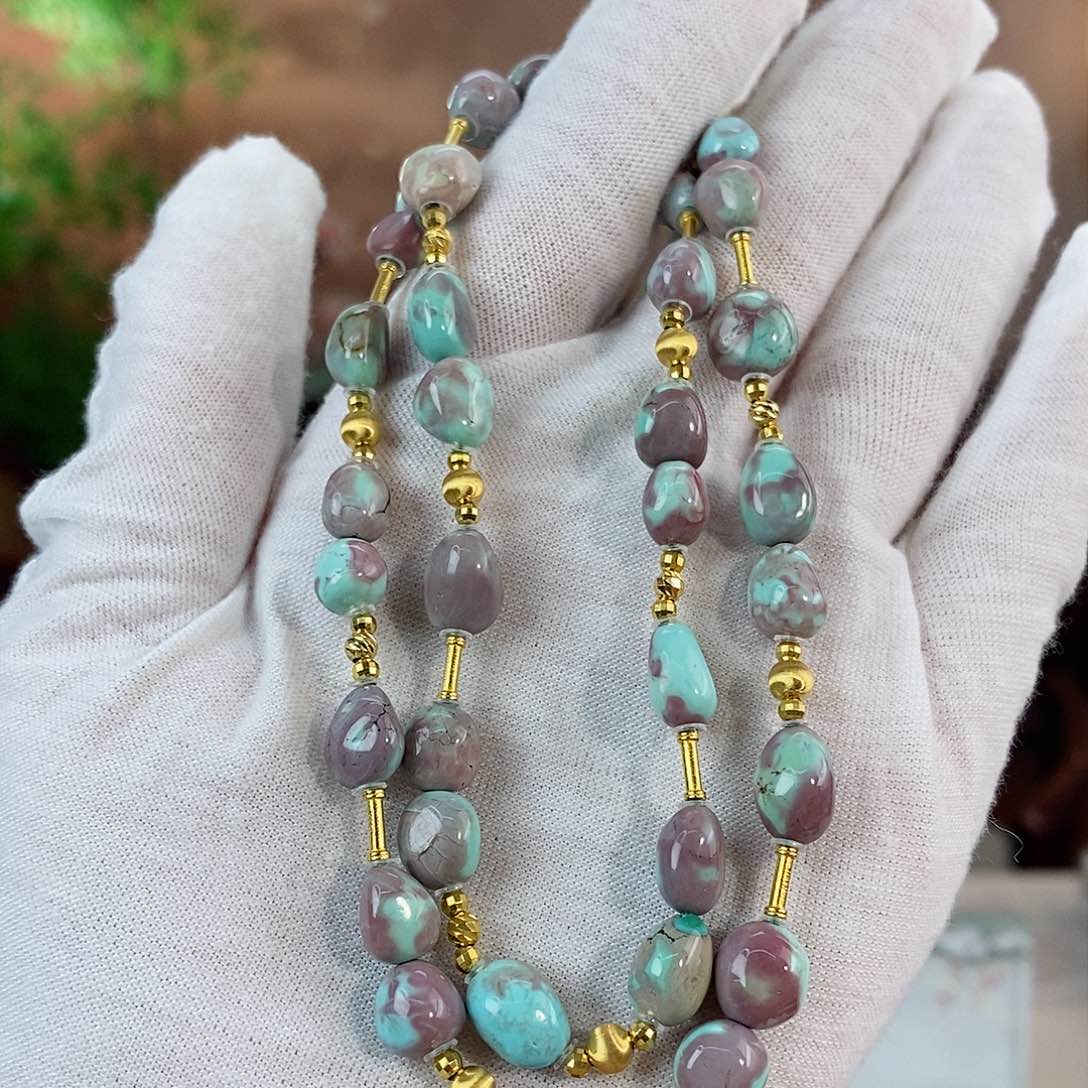 绿松石珠宝奇石18K金镶嵌