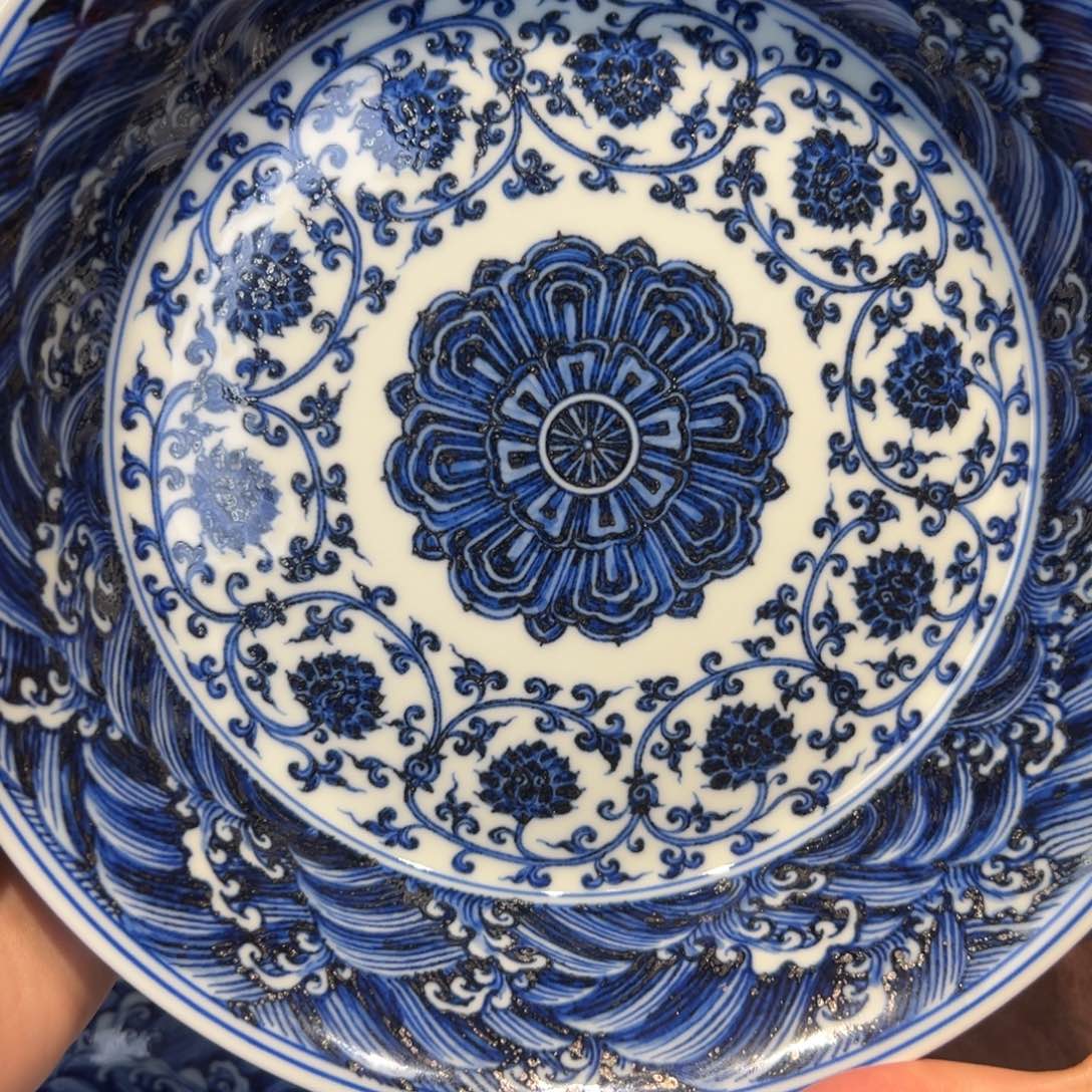 青花雯华堂手绘壶承