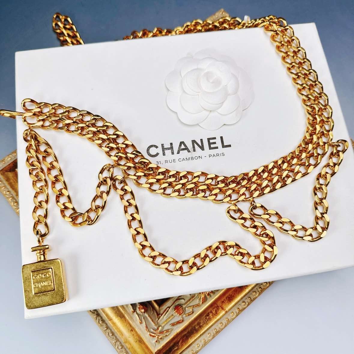 95新 Chanel/香奈儿 柚礼/香奈儿素金香水瓶腰链nh512003