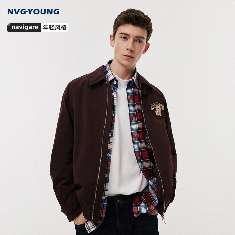 [加绒]NVG·YOUNG意大利小帆船冬季翻领夹克男士休闲宽松外套