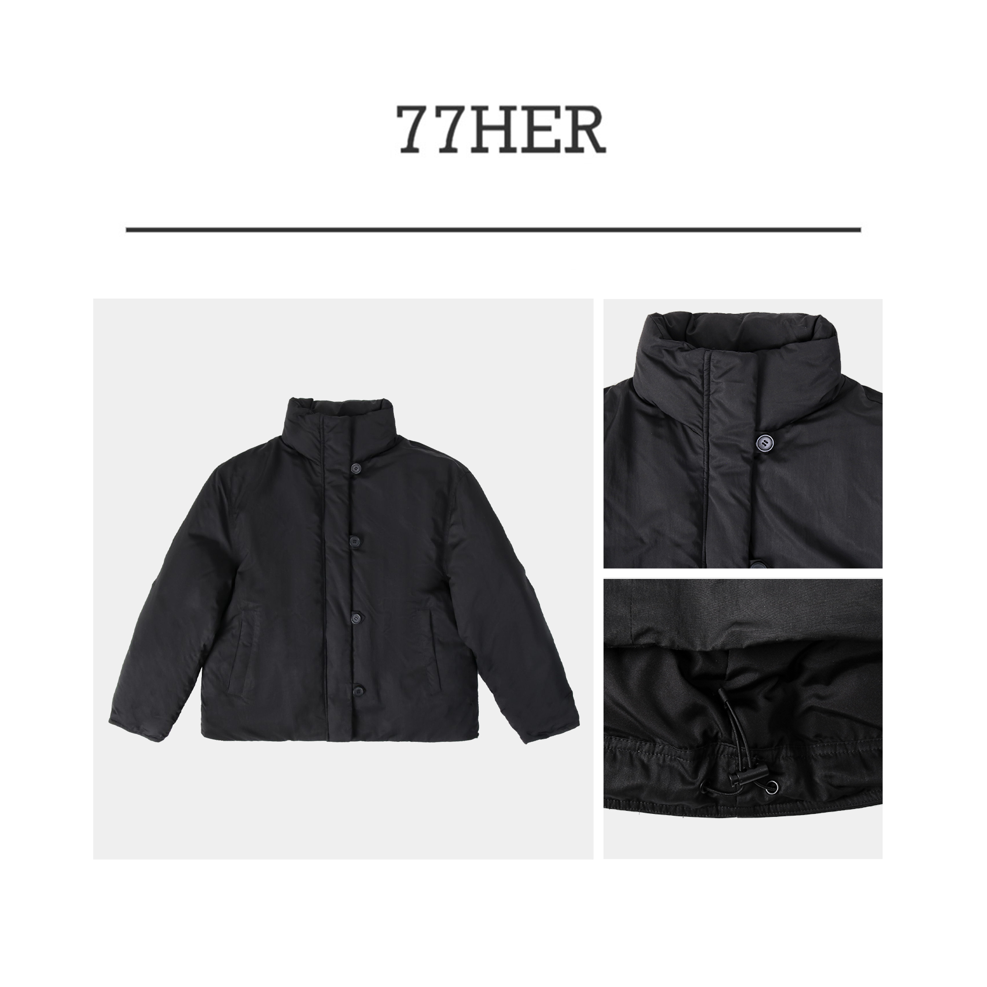 77her 设计感纯色时尚百搭潮流高领羽绒服女