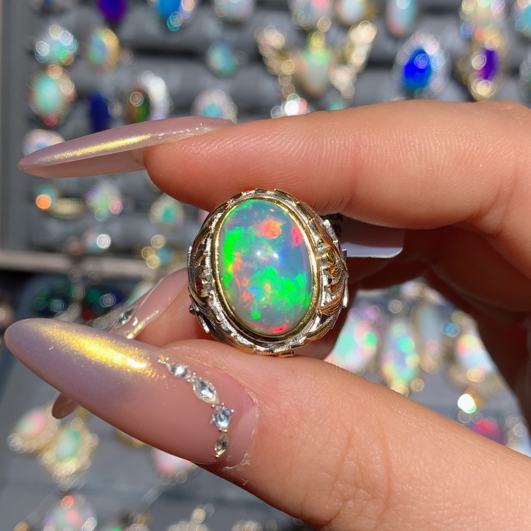 欧泊t欧泊戒指银S925镶嵌