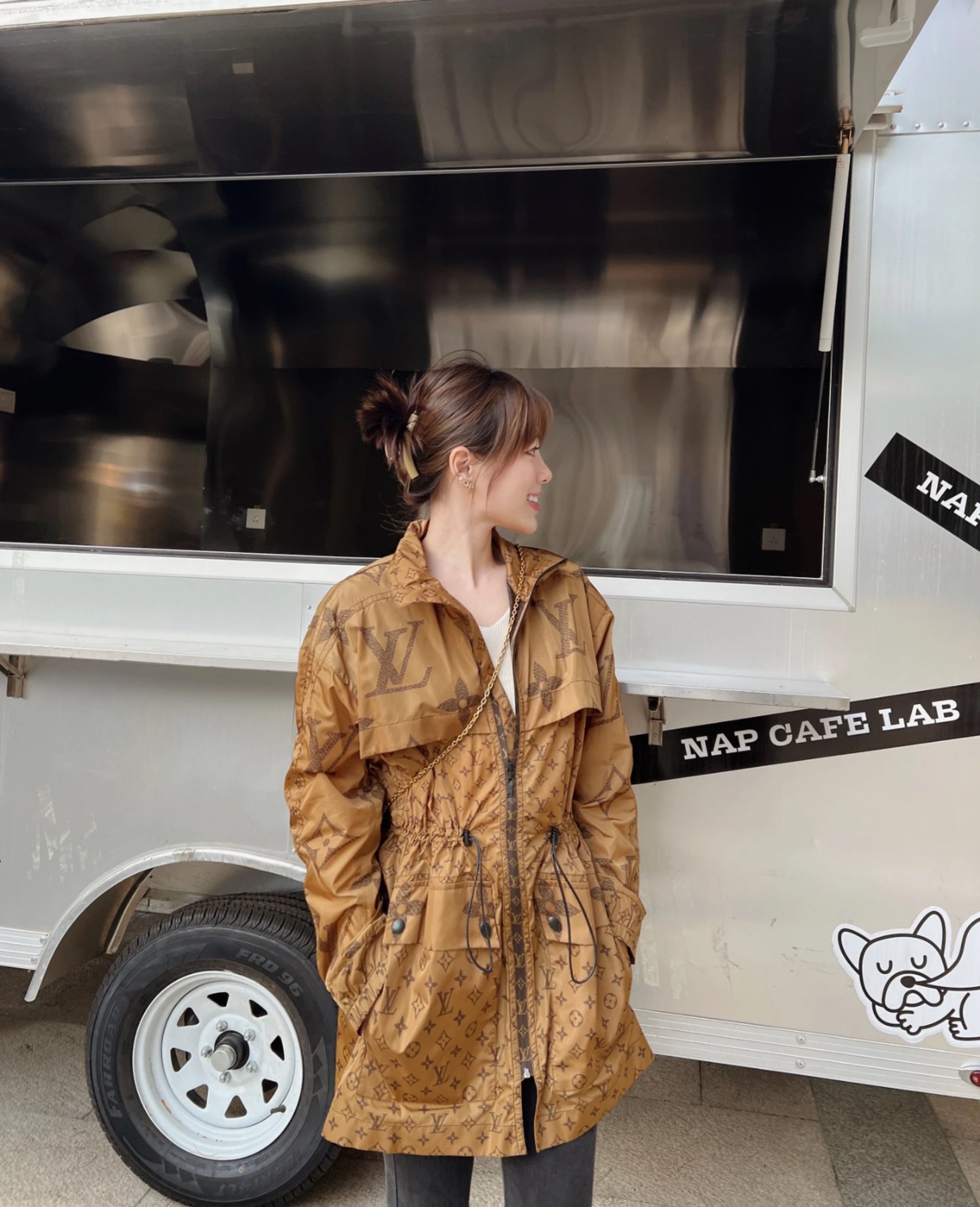 未使用 LouisVuitton/路易威登 yy1342 锦纶 老花满印冲锋衣 36码