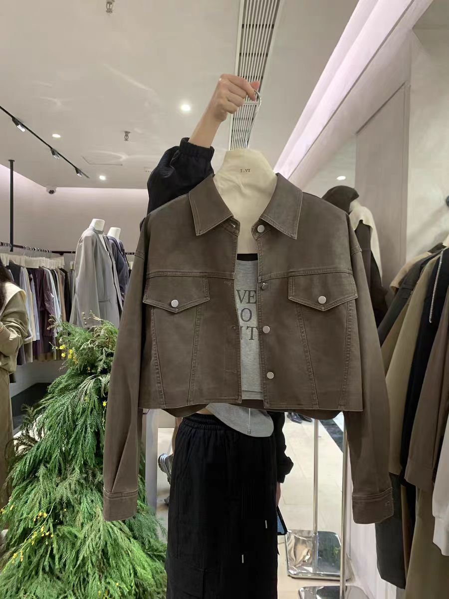 TOTHEND工厂店机车风短款皮衣夹克外套【X258261】