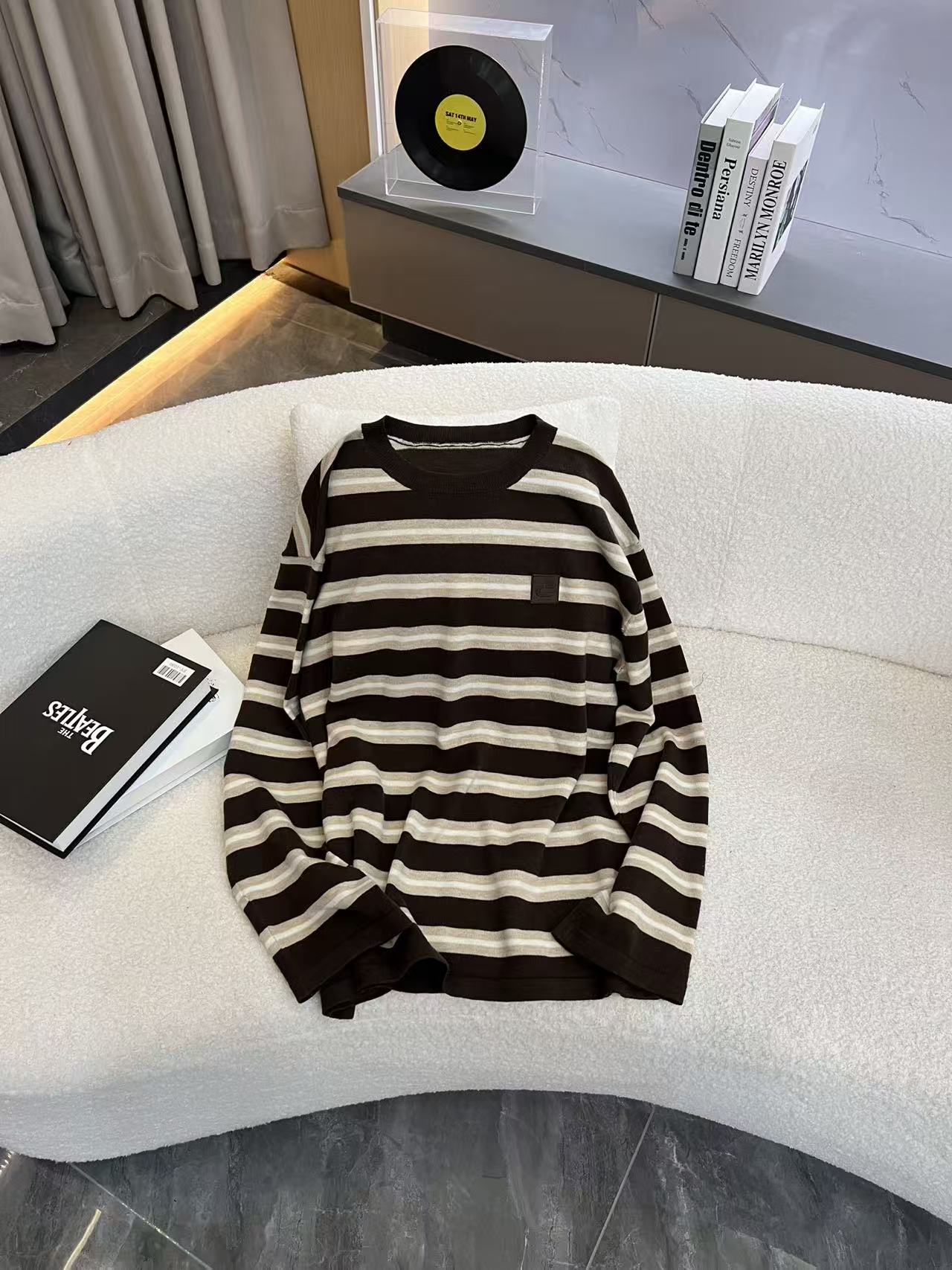 秋冬长袖宽松保暖显瘦百搭条纹上衣LG-18