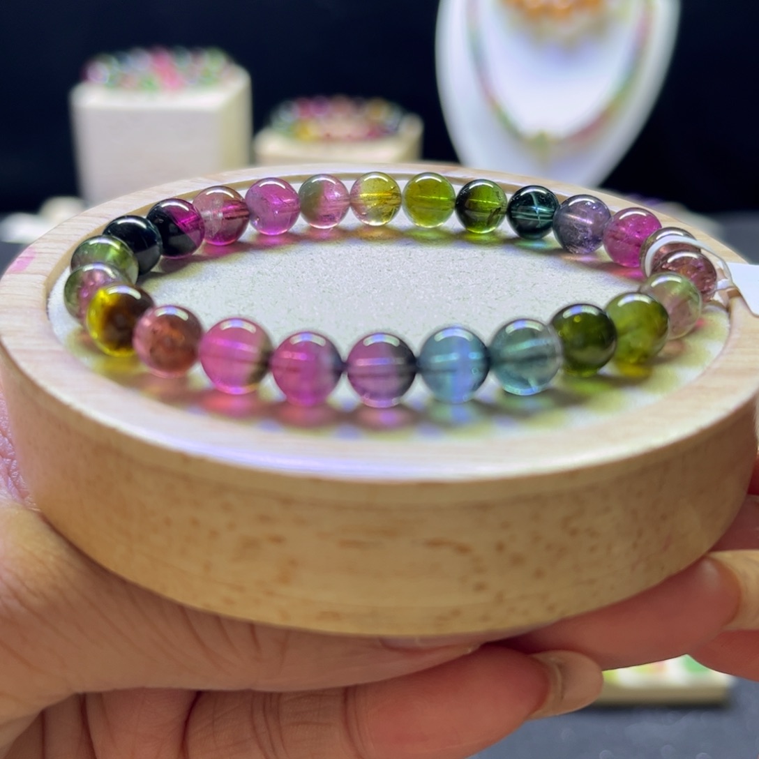 手链碧玺未镶嵌浓瓜7.5mm