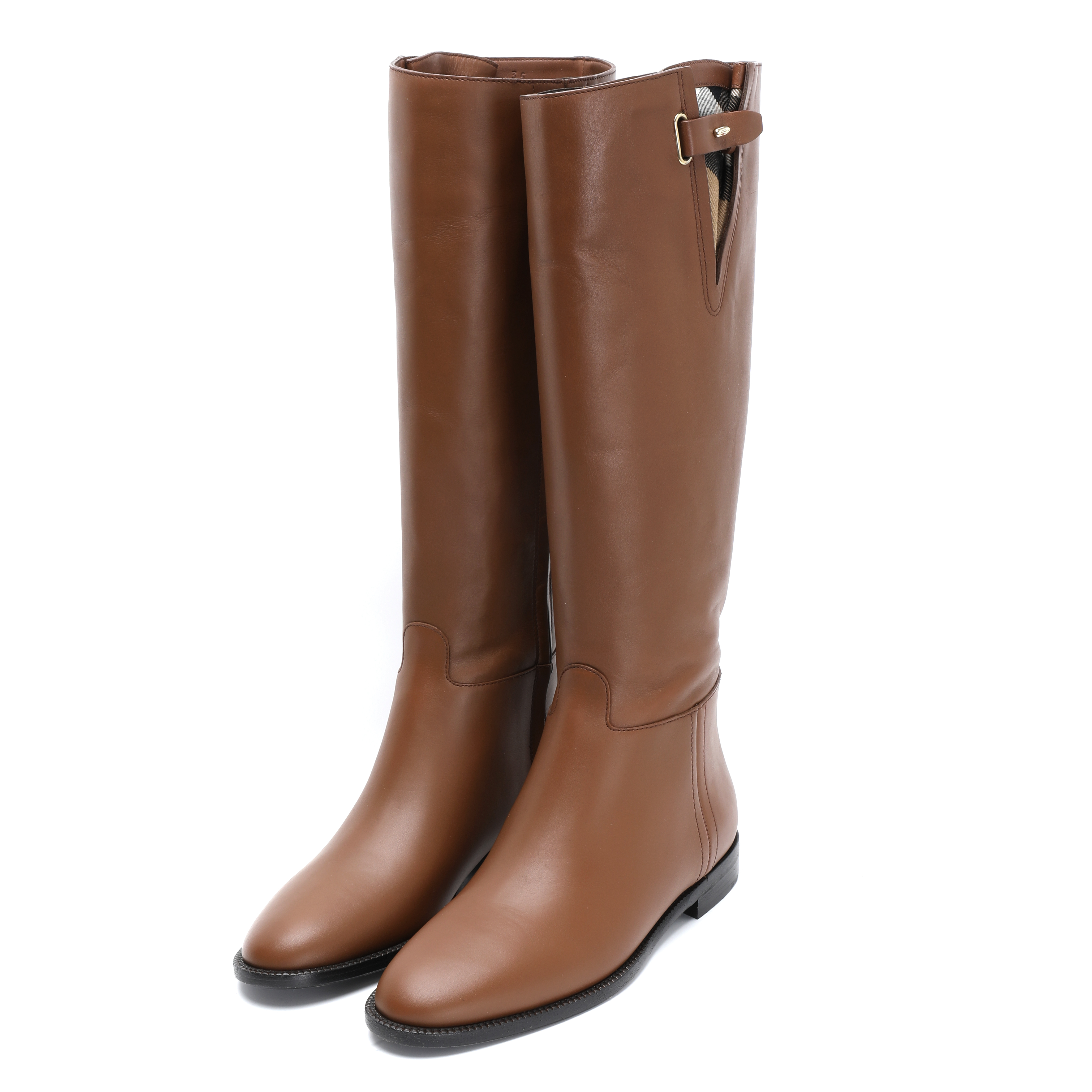 BURBERRY/博柏利女士时装靴时尚复古百搭棕色长筒靴3945325