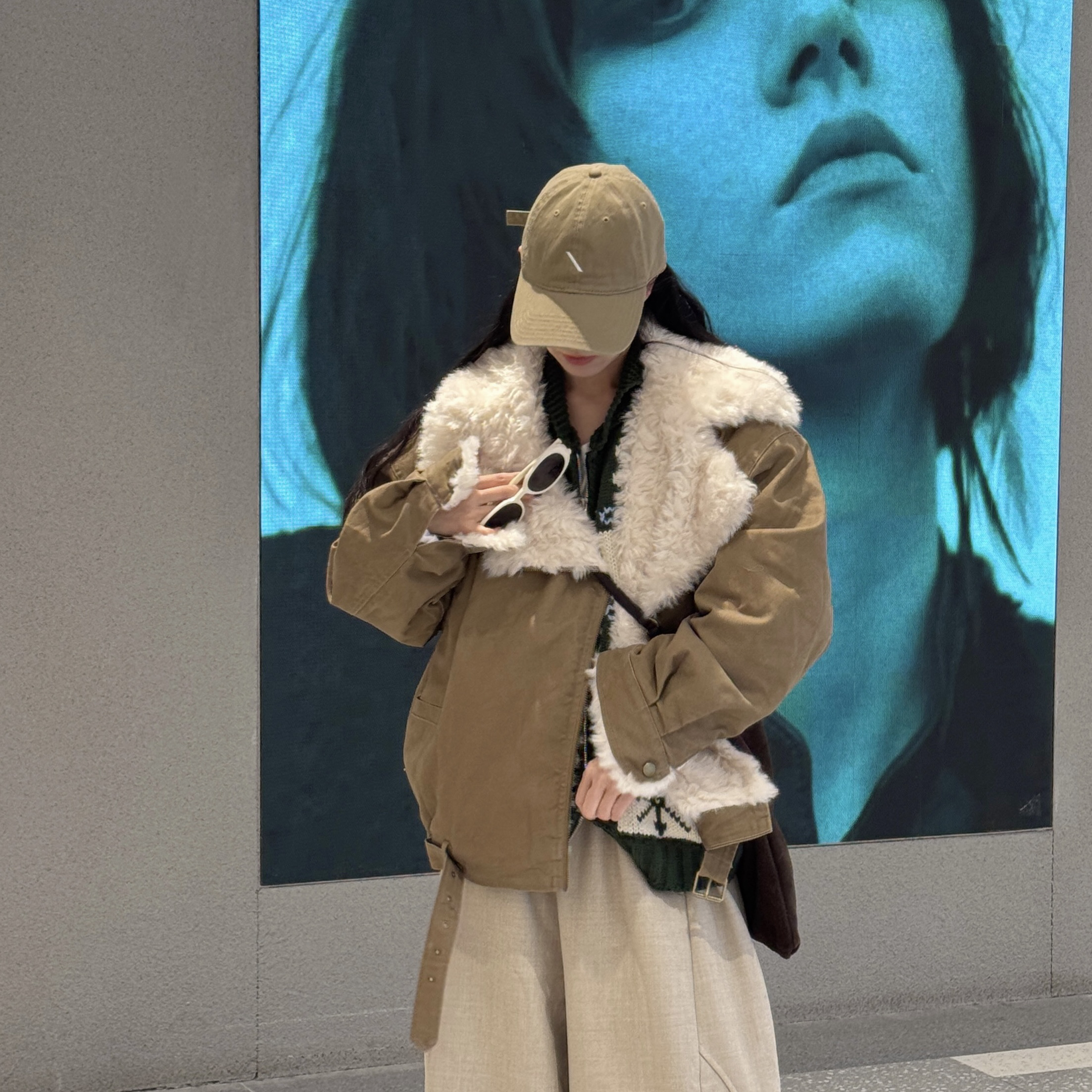 卡其美学～港风羔毛短款夹克保暖加厚牛仔工装外套