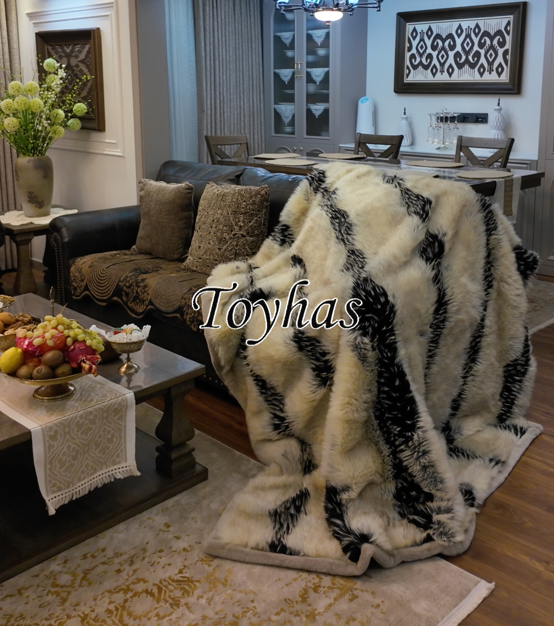 『TOYHAS』高奢提花狐狸毛皮草床盖毛毯 200*230加厚床品