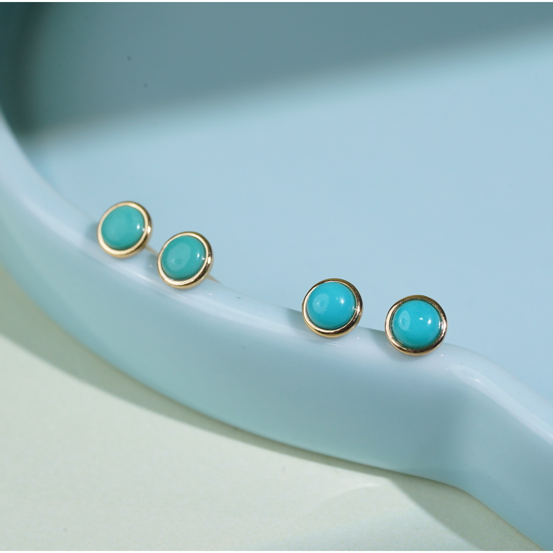 【铭记珠宝】S925银镶嵌绿松耳钉11-3DM225H695【双规格】