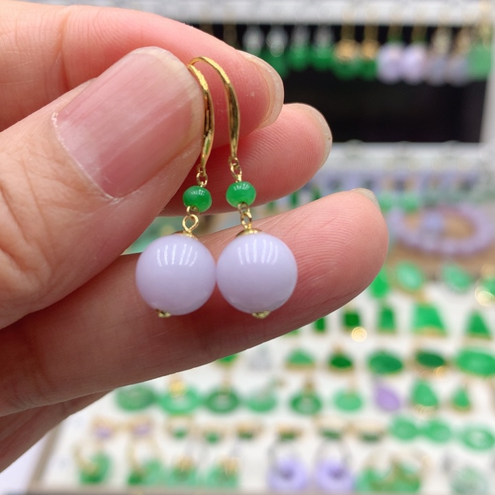 翡翠18K金镶嵌耳饰