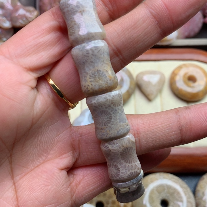 硅化珊瑚（珊瑚玉）颈饰未镶嵌