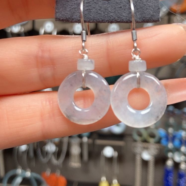 【闪购商品】翡翠耳饰银S925镶嵌耳饰