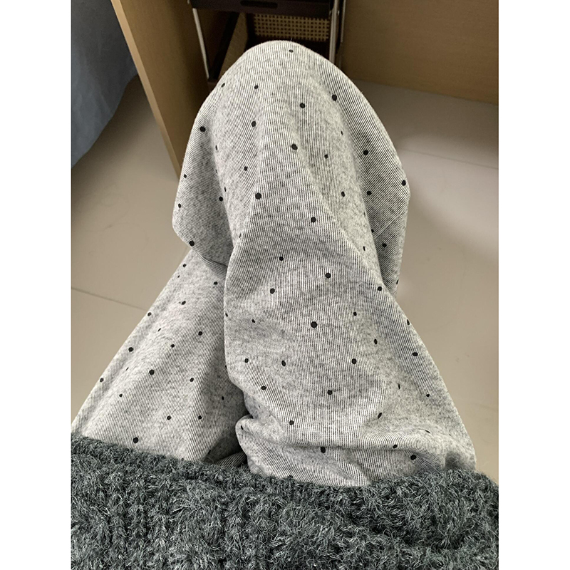 （1168）灰色波点糯米裤女秋冬加绒加厚高腰直筒垂感休闲运动阔腿裤