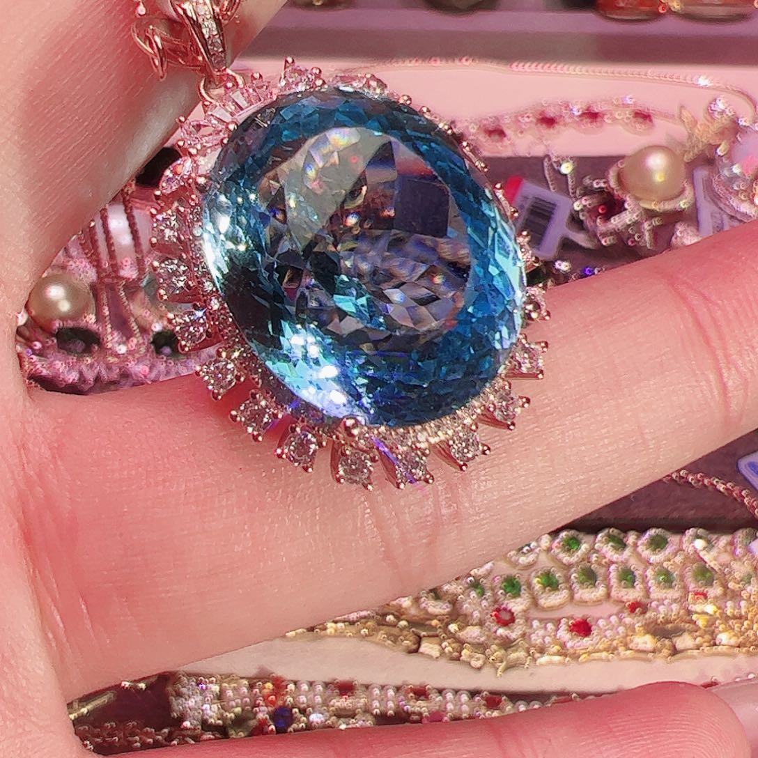 托帕石吊坠银S925镶嵌