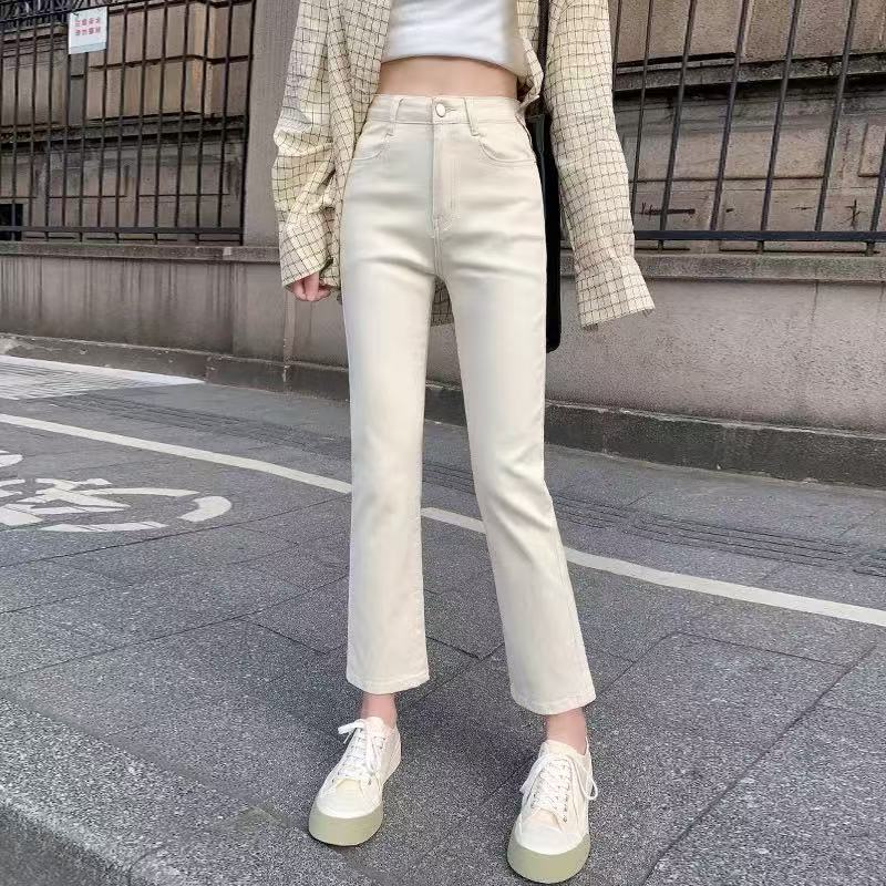 牛仔裤女2025秋季新款高腰显瘦百搭修身弹力黑白色烟管直筒九分裤