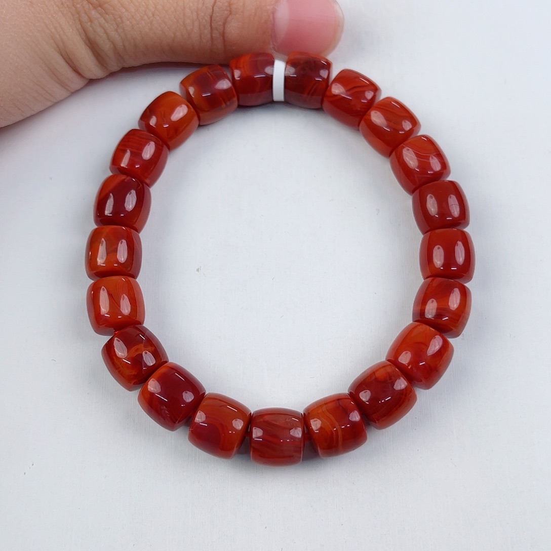 南红玛瑙瓦西直切单圈10mm未镶嵌