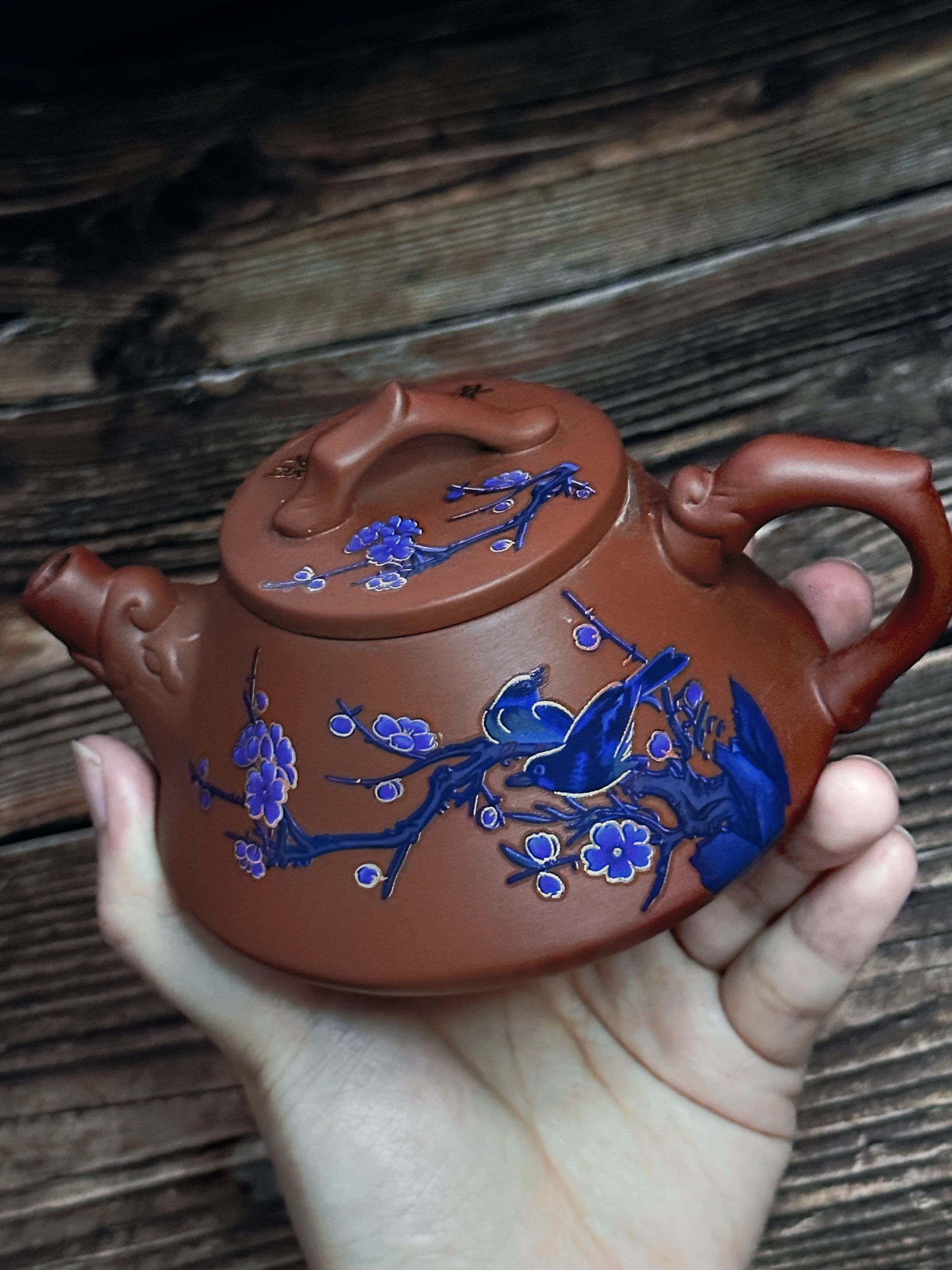 紫砂壶石瓢喜鹊喜上眉梢朱泥变色茶壶厂家直销送长辈领导单壶